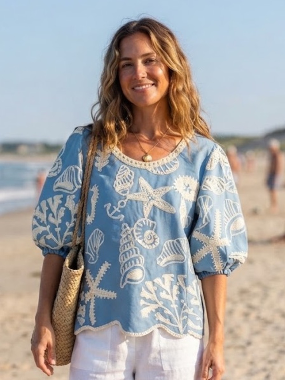 Solitaire Embroidered Puff-Sleeve Top - #434